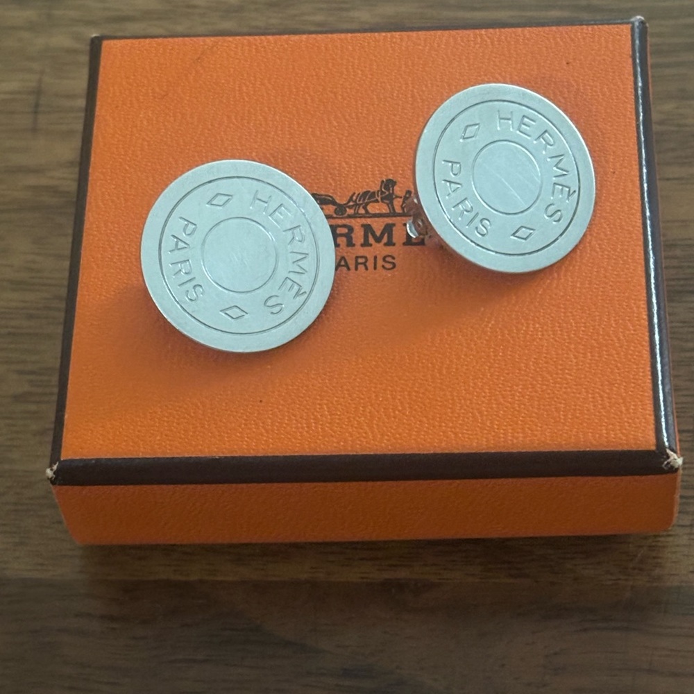 Hermès Vintage Clou de Selle Bijouterie Fantasie Clip Earrings